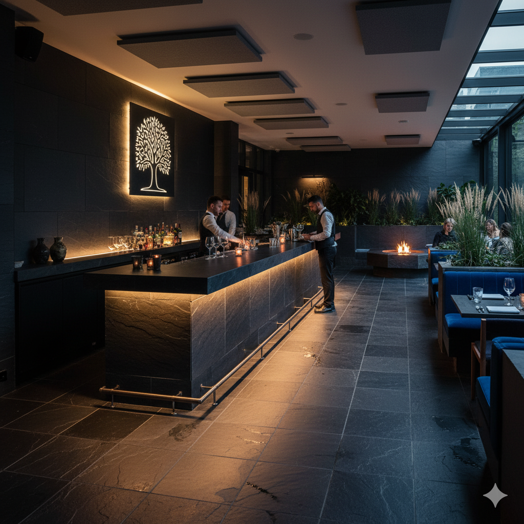 Slate in Hospitality: Designing Restaurant & Bar Spaces with VALONGO BLACK™ Slate